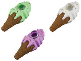 Assorted colors Ice Cream Silicone Hand Pipes, 4.5" with deep bowl, easy for travel