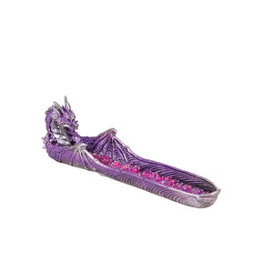 Polyresin Dragon Incense Burner with Crystal Design - 10.5" Length