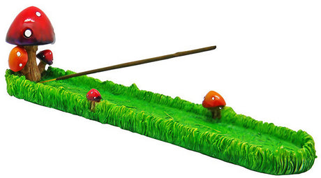 Polyresin Mushroom Garden Incense Burner, 11" size, with vibrant colors and realistic design