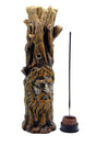 Polyresin Tree of Wisdom Incense Burner, 11" tall with detailed bark and face design