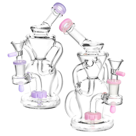 7" Infinite Cosmos Recycler Water Pipe, Borosilicate Glass with Disc Percolator, Front View
