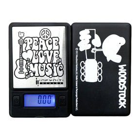 Infyniti Woodstock Virus Digital Pocket Scale, 50g x 0.01g accuracy, top view on white background