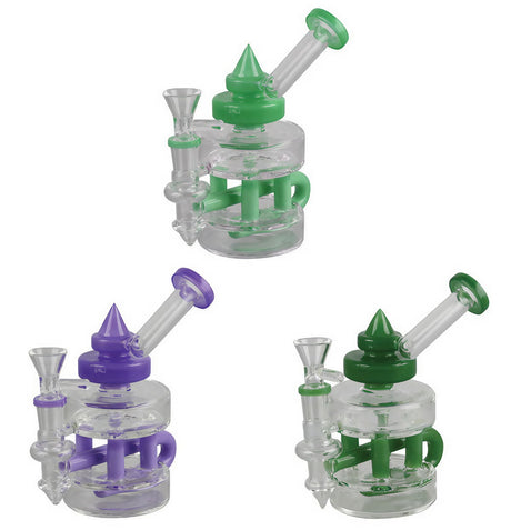 Assorted colors Inline Glass Water Pipes with 90-degree joint angle and in-line percolator