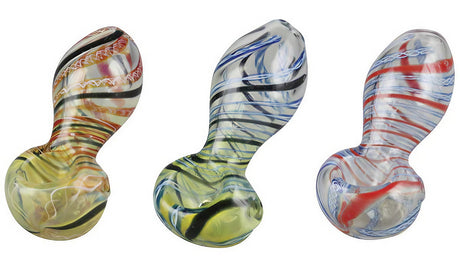 Assorted Inside Out Twisted Glass Pipes, 2.5" Borosilicate, For Dry Herbs - Front View