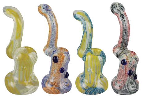 Assorted Inside Out Worked Bubblers, 7" Borosilicate Glass, Side View