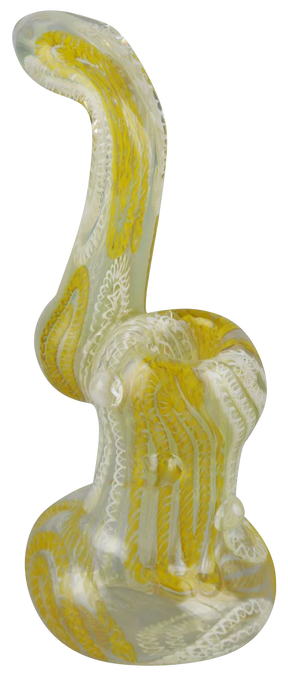 7" Inside Out Worked Bubbler for Dry Herbs, Borosilicate Glass, Side View