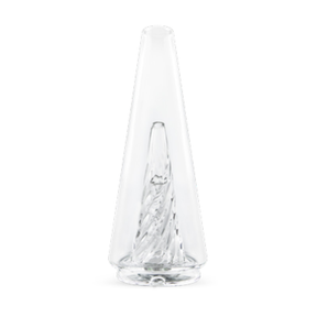 Puffco Peak Pro Replacement Glass 2.0, clear cone-shaped dab rig accessory, front view on white background