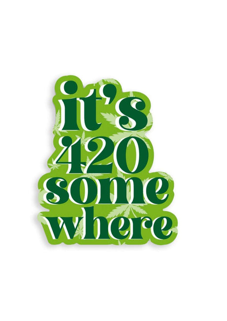 KKARDS 'It's 420 Somewhere' sticker with cannabis leaf design on white background