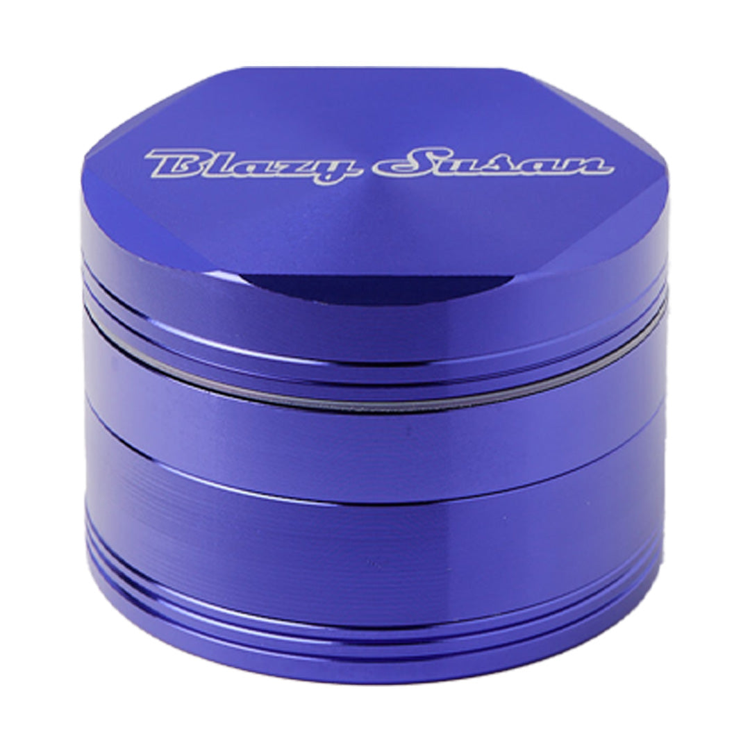 Blazy Susan 2.5" Purple Aluminum 4-Piece Herb Grinder with 3 Chambers, Front View
