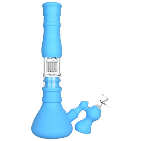 Blue Jellyfish 3-in-1 Silicone Beaker Bong with Percolator and Ashcatcher, 45 Degree Joint