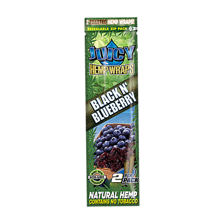 Juicy Jays Hemp Wraps 25 Pack, Black N' Blueberry flavor, front view on white background