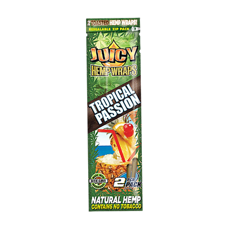 Juicy Jays Tropical Passion Hemp Wraps, 25 Pack Front View, Tobacco-Free