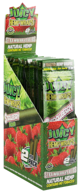 Juicy Jays Hemp Wraps Strawberry Fields, 25 Pack Display Box Front View