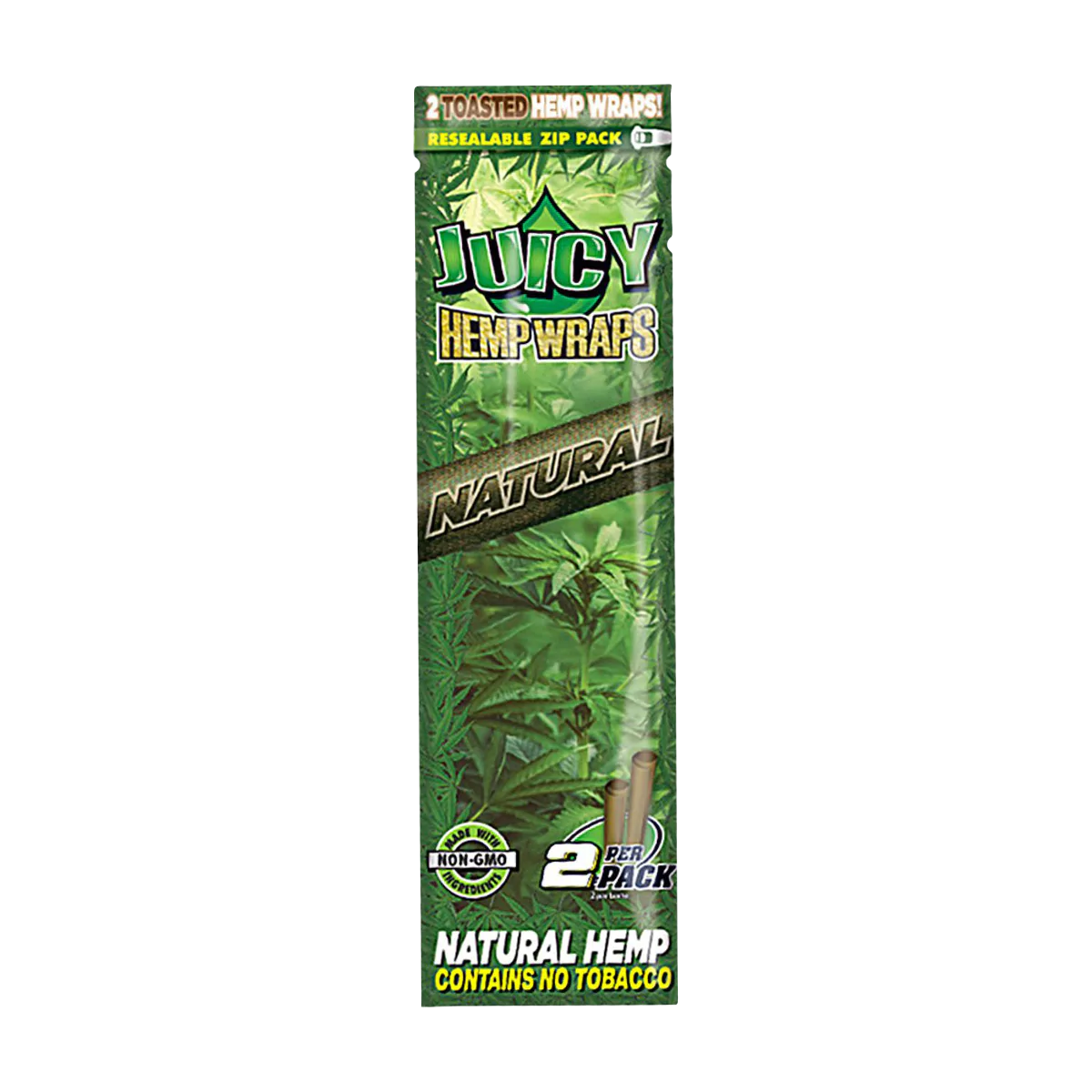 Juicy Jays Hemp Wraps 25 Pack - Natural Flavor, Front View on Striped Background