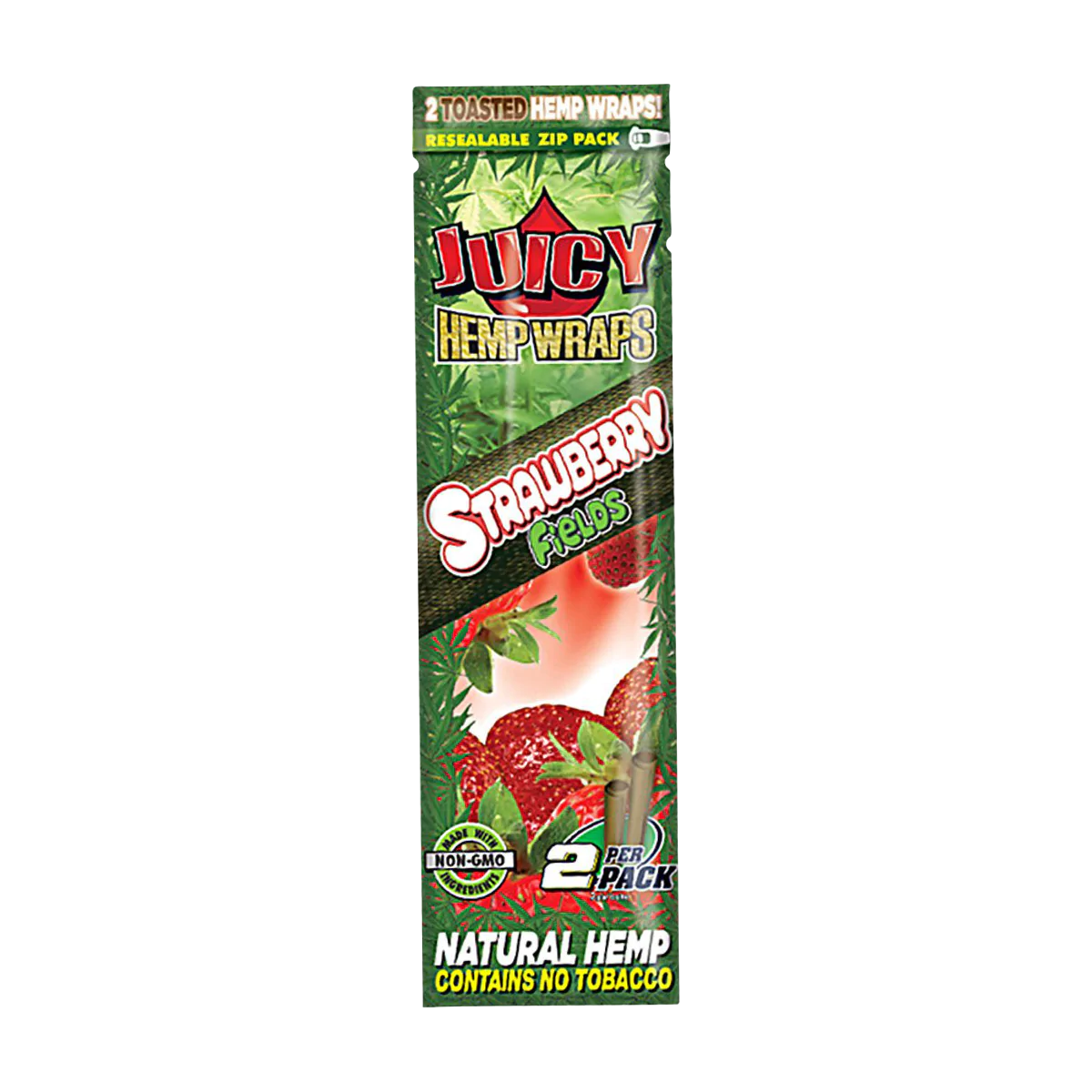 Juicy Jays Hemp Wraps Strawberry Fields Flavor - 25 Pack Blunt Wraps Front View