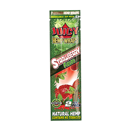 Juicy Jays Hemp Wraps Strawberry Fields Flavor - 25 Pack Blunt Wraps Front View