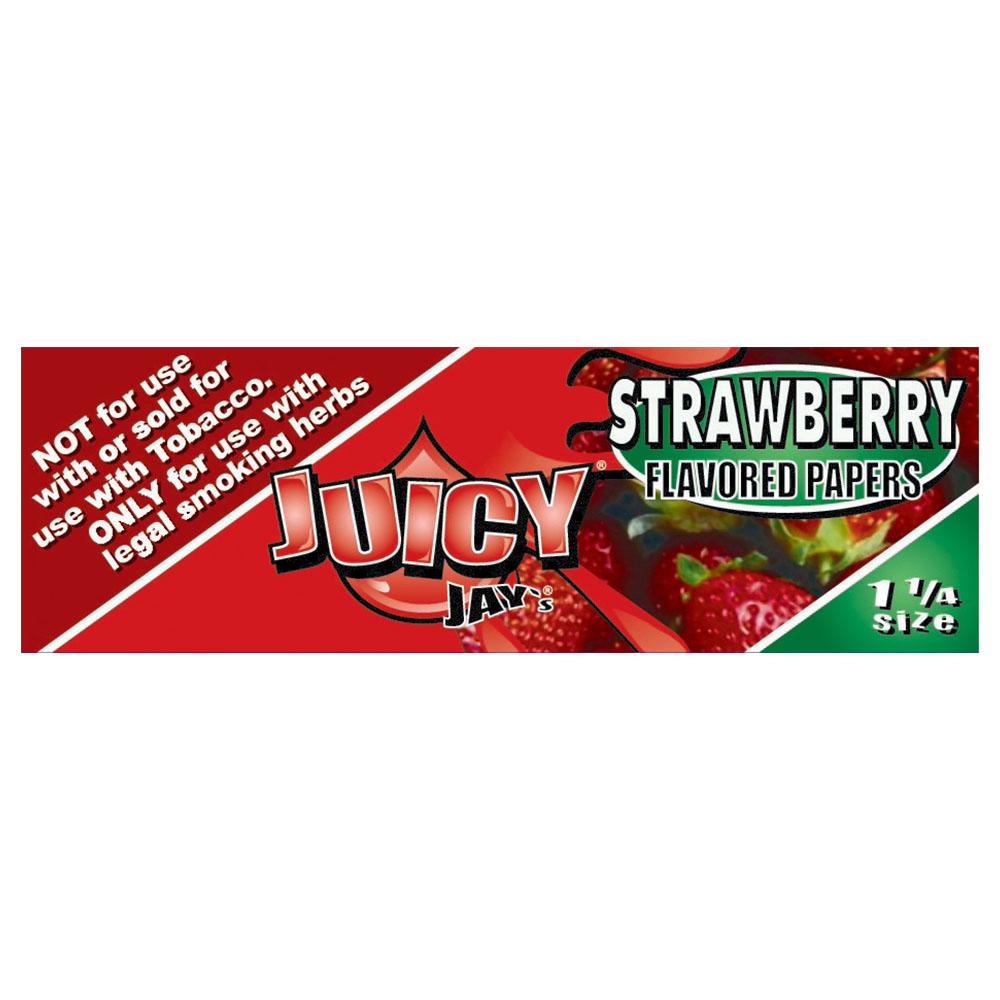 Juicy Jays Strawberry Flavored Rolling Papers 1 1/4 Size - 24 Pack Front View