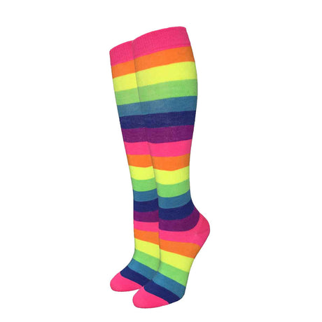 Julietta Knee High Socks in Fluorescent Rainbow, One Size, Fun & Novelty Design