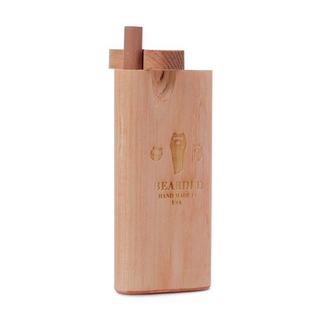 Bearded Distribution Wood Dugout with Glass One-Hitter, Pine Beetle, Front View