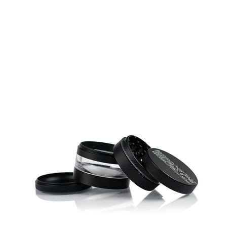 Kannastor 2.5" Black 4-Piece Aluminum Grinder with Monofilament EZ Screen, Open View