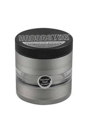 Kannastor Gunmetal 4-Part Aluminum Grinder with Stainless Steel Screen, 2.5" Diameter - Front View