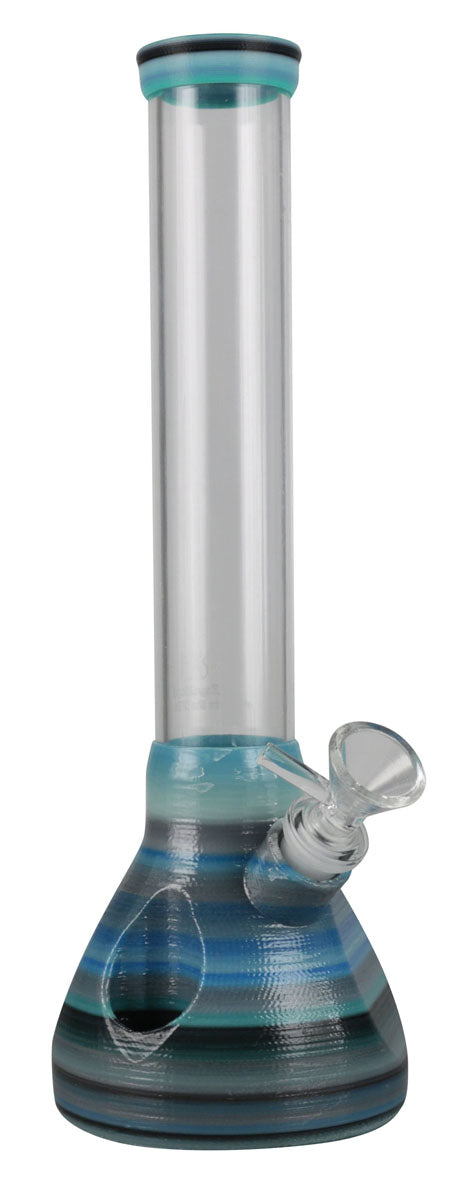 Kayd Mayd 3D Printed 12" Beaker Waterpipe, Durable Plastic, Front View on White Background