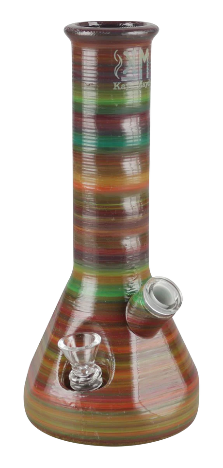 Kayd Mayd 3D Printed Classic Beaker Bong with Colorful Striped Design - Front View