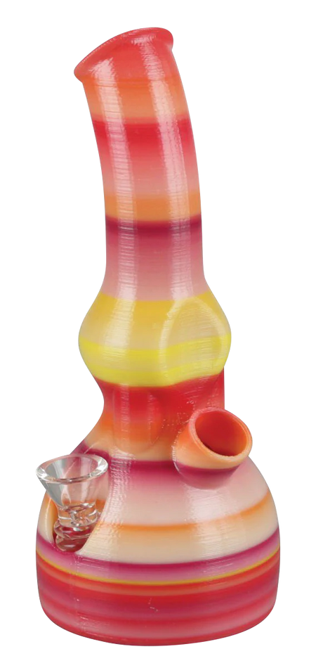Kayd Mayd 3D Printed "Gonzo" Water Pipe in vibrant red and yellow, 8" tall, front view