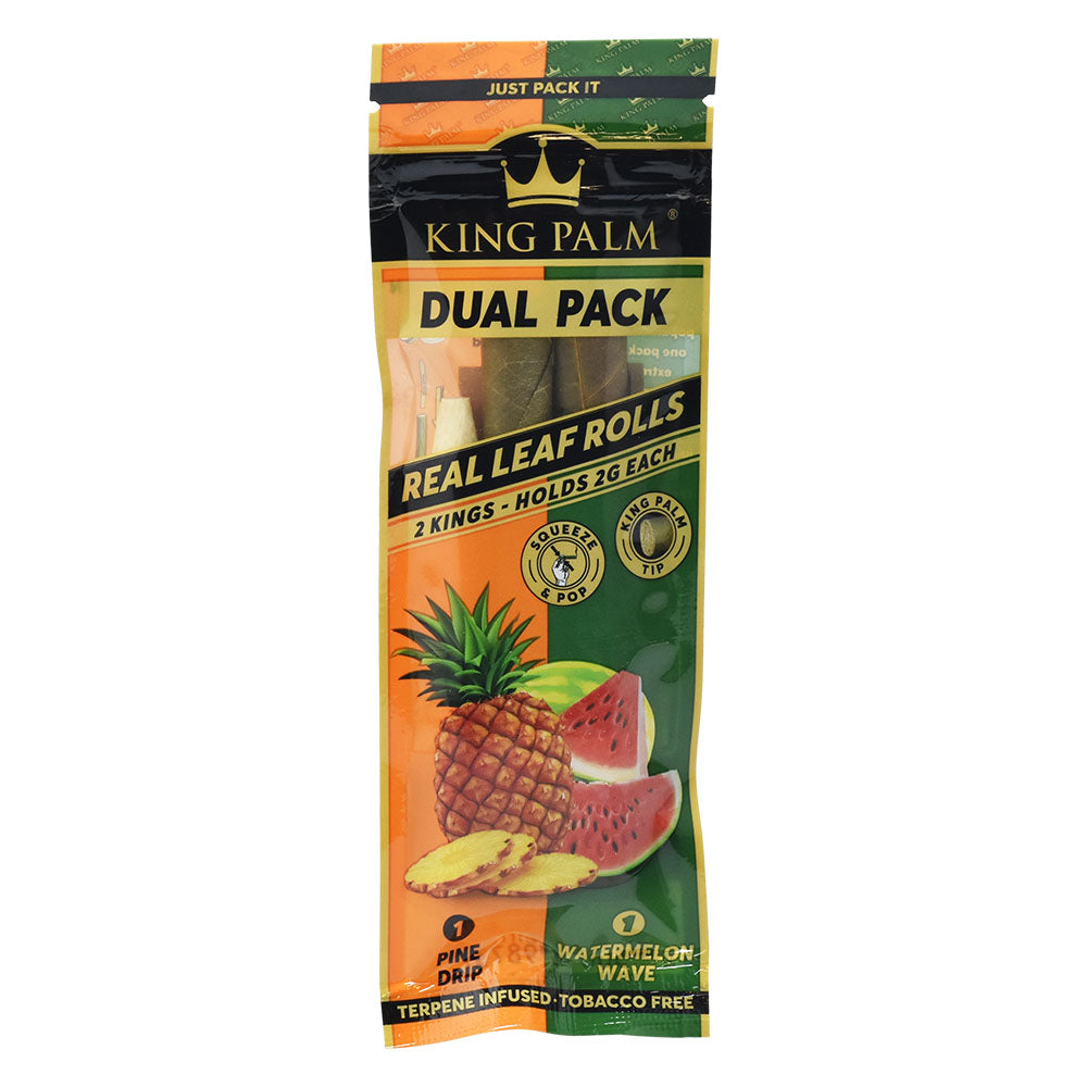 King Palm Hand Rolled Leaf Dual Pack in Pine Drip and Watermelon, King Size, Front View