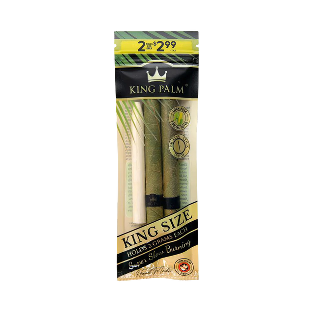 King Palm Kingsize Pre-Roll Wraps package front view displaying 2 rolls for $2.99