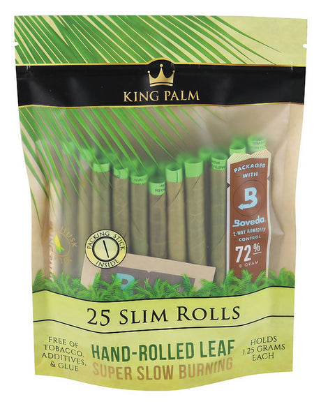King Palm Slim Pre-Rolls 25 x 8 Pack displayed in a vibrant package, front view, perfect for smooth smoking