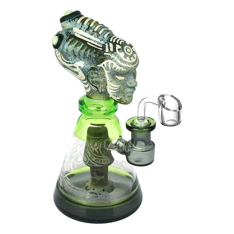 Kokopelli Alien Head Dab Rig with 14mm Female Joint in Borosilicate Glass, Front View