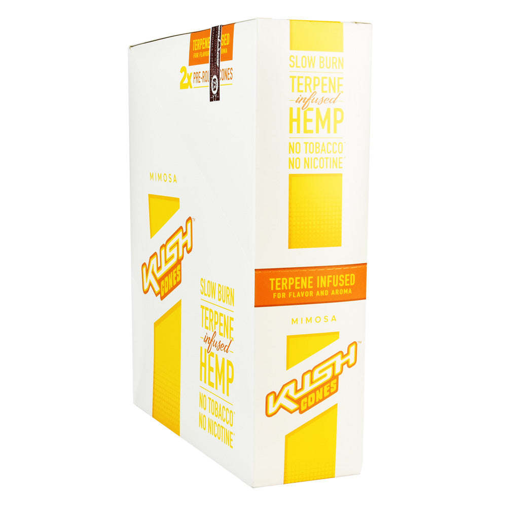 Kush Cones Terpene Infused Hemp Cones 12 Pack, Mimosa Flavor, Front View on White Background