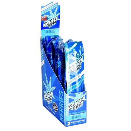 Kush Pre-Rolled Conical Herbal Wraps - Berry Flavor, 15 Pack Display Box