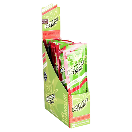 Kush Pre-Rolled Conical Herbal Wraps Kiwi Strawberry flavor, 15 Pack display box