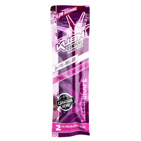 Kush Pre-Rolled Conical Herbal Wraps, 15 Pack, Hemp, Grape Flavor, Front View