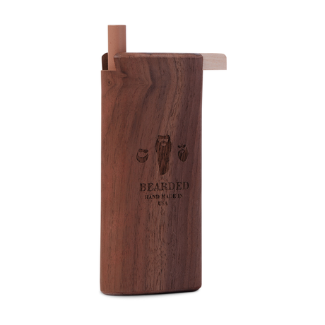 Bearded Distribution Walnut Slide-Top Wooden Dugout with Glass One-Hitter, Front View