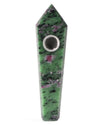 Lapis Lazuli Quartz Crystal Pipe in Green, 4" Compact Design for Dry Herbs, Front View