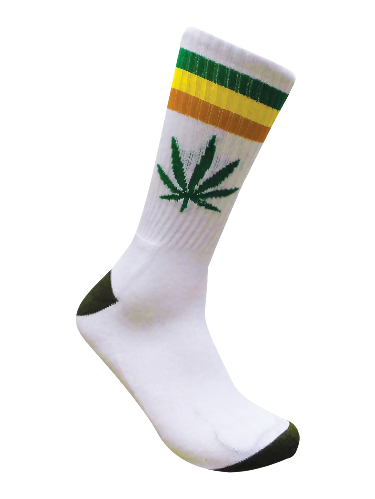 Leaf Republic Weed Socks with Rasta Stripes and Cannabis Leaf Design - Side View