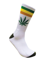 Leaf Republic Weed Socks with Rasta Stripes and Cannabis Leaf Design - Side View
