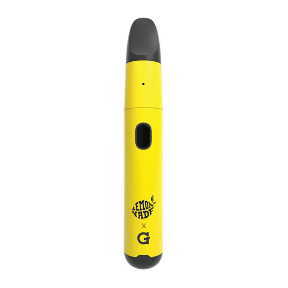 Lemonnade x G Pen Micro+ Vaporizer in yellow and black, front view, portable design for concentrates