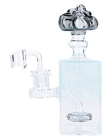 Light Blue Quartz Bubbler, 7in Borosilicate Glass, 90 Degree Joint, Front View