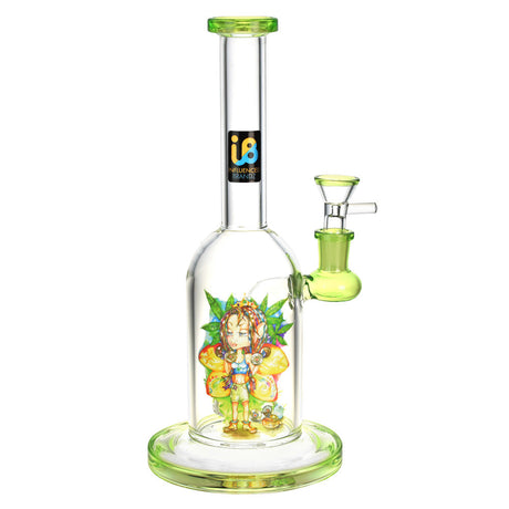 Linda Biggs Fitness Water Pipe, 9.75" tall, 14mm female joint, with vibrant art design