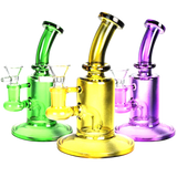 Neon-colored Lollipop Glass Mini Water Pipes with Bent Necks, 6" height, angled view