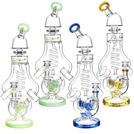 Lookah Glass Alien Robot Recycler Bongs in various colors with in-line percolator, 15" height