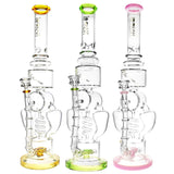 Lookah Glass Continuum Spiral Recyclers in various colors, front view, with heavy wall borosilicate glass