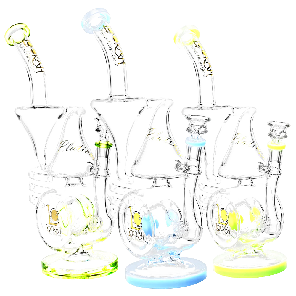 Lookah Glass Dream Daze Water Pipe with intricate recycler design, 13.5" tall, for dry herbs