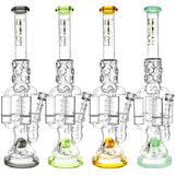 Lookah Glass Running On Shrooms Water Pipes with honeycomb percolators, 90 degree joints, and colorful accents