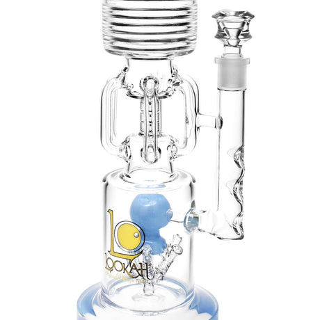 Lookah Glass Spiral Chandelier Water Pipe with intricate percolators, front view on white background