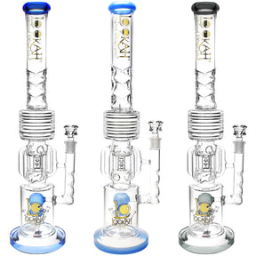 Lookah Glass Spiral Chandelier Water Pipe in Borosilicate Glass, Front and Angle Views